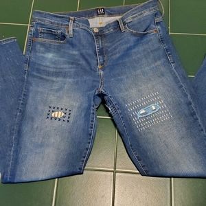 Visibly mended jeans